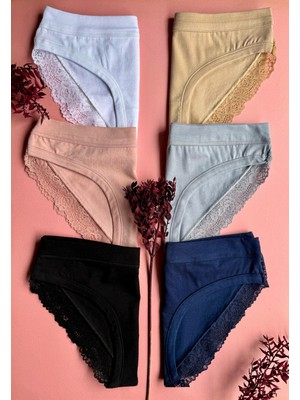 Softlace – 6'lı Yumuşak Dantel Şık ve Rahat Modal Kumaş Kadın Külot