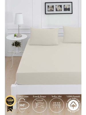 Mirava Premium %100 Pamuk Penye Lastikli Çift Kişilik Çarşaf Takımı (2 Yastık Kılıfı Dahil) Açık Gri 160X200CM