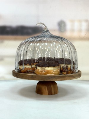 Terry Akasya Standlı Cam Kek Fanusu 31 cm