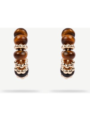 Doğal Taş Detaylı Halka Küpe