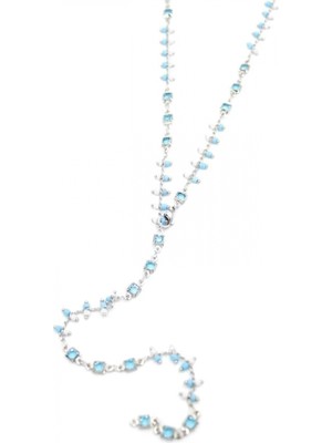 Mavi Taşlı Y Kolye - Gümüş