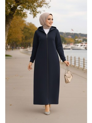 Kapşonlu Lacivert Tesettür Kap 72231L
