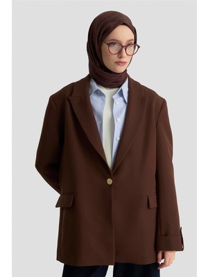 Armine Basic Blazer Ceket 25KD9016 Kahverengi