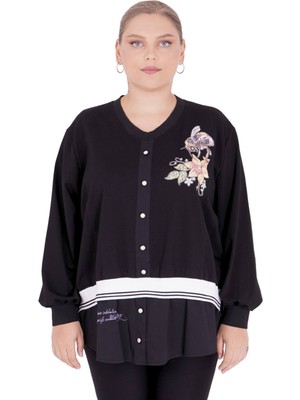 Kadın Büyük Beden Gömlek Görünümlü Bluz