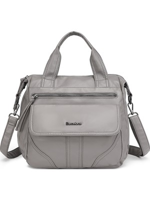 Barcelona Günlük Kadın El ve Omuz Çantası Uzun Askılı Çok Cepli 1873 Koyu Gri