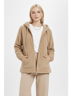 Rays Vizon Peluş Fermuarlı Kapüşonlu Kadın Sweatshirt 3057A