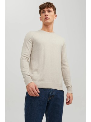Jack & Jones Erkek Basic Krem Ince Triko Kazak - 12208364