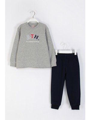 Erkek Çocuk Baskılı Alt-Üst Takım Yumuşak Pamuklu Beli Lastikli Eşofman Takımı