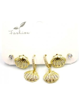 Çoklu Deniz Kabuğu Küpe - Altın