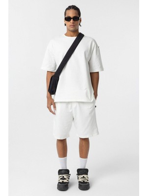 Basic Oversize Şort Takım Ekru