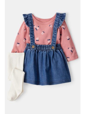 Kız Bebek Mavi Salopet Set