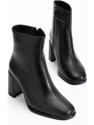 Suins Lilya Model Premium Model Kadın Kahve Siyah Bot 7 cm Topuk Yüksekliği