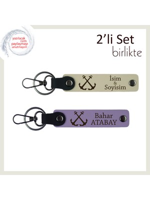 Yelkenli Maceralarına Eşlik Edecek Tasarım, Deniz Temalı Kişisel Anahtarlık Seti, Sütlü Kahve-Mor