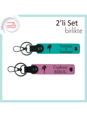 Kickboks Ruhunu Yansıtan Kalıcı Hediyelik, Erkek Sevgiliye Özel Isimli Anahtarlık, K Turkuaz-Pembe