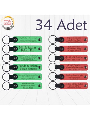 F Yeşili & Nar Çiçeği, Türkçe Öğretmeninden Karne Hediyesi, 34’lü Set, Kişisel Mesajlı Anahtarlık