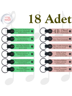 F Yeşili & Y Ağzı, Türkçe Öğretmeninden Karne Sürprizi, 18’li Set, Kişisel Mesajlı Deri Anahtarlık