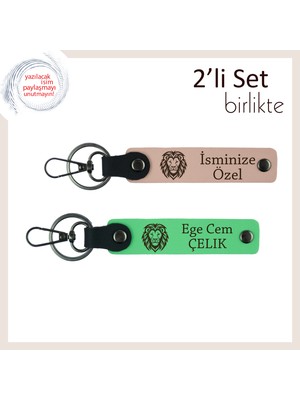 Aslan Motifli Erkek Sevgiliye Özel Armağan, Stil ve Güç Temalı Deri Tasarım, Yavru Ağzı-Fıstık Yeşil