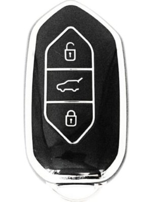 Togg T10X 3 Tuşlu Smart Nano Koruma Anahtar Kılıfı Siyah Gümüş Silver Renk Yüksek Kalite