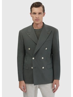 Haki Düz Slim Fit Ceket