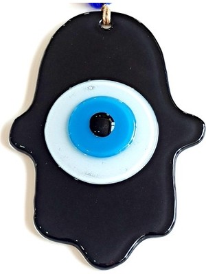 Nazar Boncuklu Siyah Fatma Ana Bereket Eli Cam Duvar Süsü