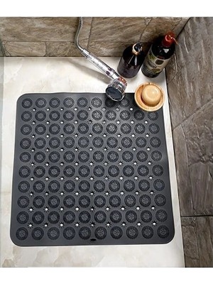Kare Vantuzlu Banyo Kaydırmaz Paspas Tırtıklı Ayak Duş Matı Silikon Masaj Pedi