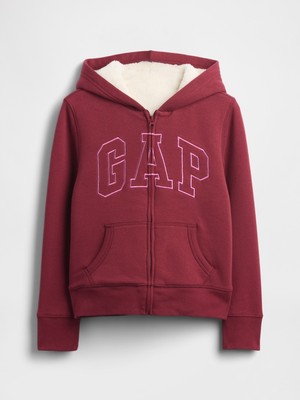 Gap Kız Çocuk Kırmızı Gap Logo Fleece Fermuarlı Sweatshirt