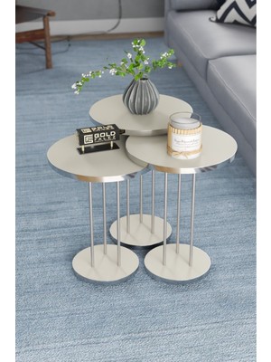 Zigon Sehpa Terra Gümüş Krem