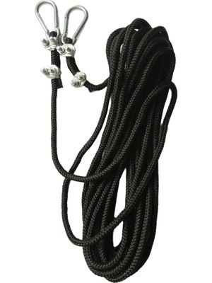 30 mt Karabinalı 8 mm Siyah Renk Polyester Içi Dolgulu Dağcılık Kamp Gemici Hamak Iskota Ipi