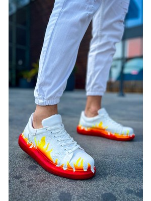 Pittura Özel Baskılı Erkek Sneaker Kırmızı Alev