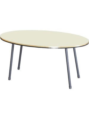 Orta Sehpa Elips Siyah Metal Ayak Çift Altın Krem