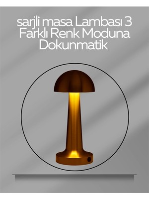 USB Şarjlı Dokunmatik LED Masa Lambası – 3 Renk Modu & Dimmer