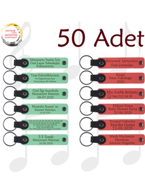 Yeşil & Nar Çiçeği, Kurumsal Seminer Katılımcılarına Hediye, 50’li Set, Isim Yazılabilen Anahtarlık