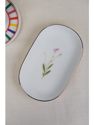Tabak Evi Porselen Natura Çuha Altın Yaldızlı Oval Kayık Tabak 27,50X17,50X3CM Tekli