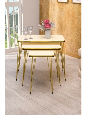 Zigon Sehpa Kr Çift Gold Krem Tel  1030