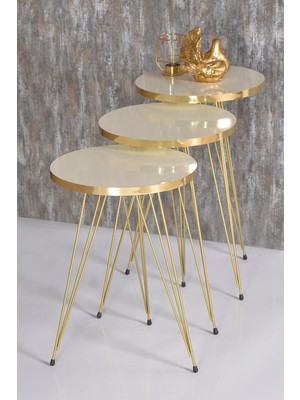 Zigon Sehpa Gold Krem Tel