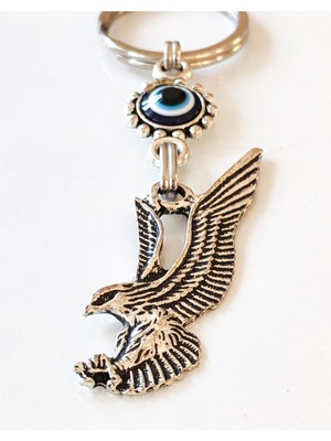 Metal Nazar Boncuklu Kartal Figürlü Anahtarlık