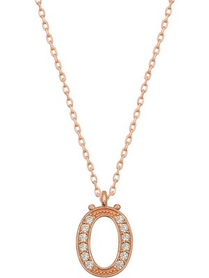 925 Ayar Gümüş Rose Ö Harfi Kadın Gümüş Kolye