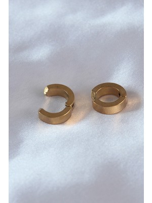 316L Çelik Gold Renk Sıkıştırmalı Erkek Küpe - Lisinya