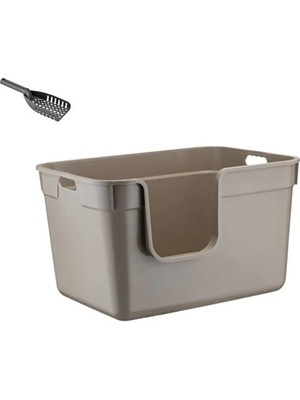 Tanos Dekoratif Büyük Yarı Kapalı Kedi Tuvaleti (Kürek Hediyeli)