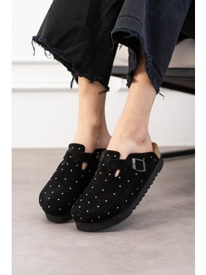 Oslo Hakiki Süet Mantar Taban Droplu Ortopedik Yüksek Eva Kadın Terlik