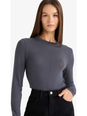 DeFacto Slim Fit Bisiklet Yaka Uzun Kollu Tişört G1074AX25AU