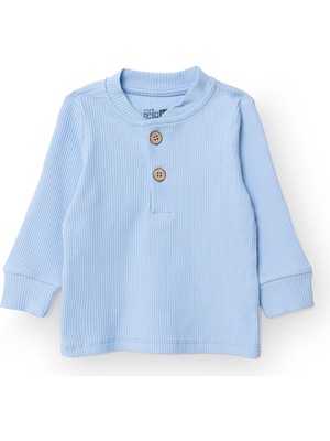 Hellobaby Erkek Bebek Yenidoğan Sweatshirt Düğmeli Kaşkorse Bisiklet Yaka Uzun Kol