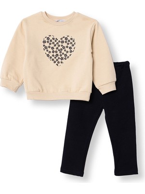 Hellobaby Kız Bebek Sweatshirt - Tayt Bisiklet Yaka Uzun Kol Reçme