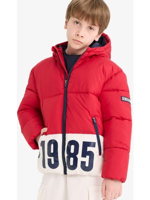 DeFacto Su Geçirmez Kapüşonlu Fermuarlı Şişme Mont Erkek Çocuk E9021A825WN