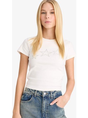 DeFacto Fitted Yıldız Desenli Ribana Tişört G2770AX25AU