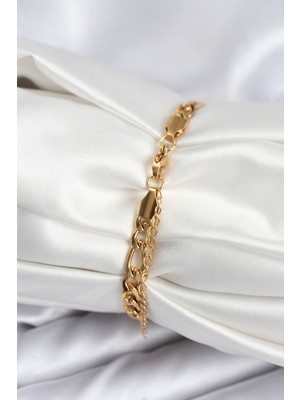 316L Çelik Gold Renk Oval Yazı Yazmaya Uygun Kadın Bileklik - Lisinya