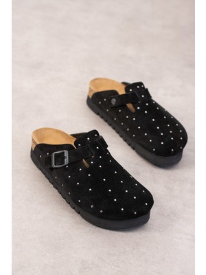 Oslo Hakiki Süet Mantar Taban Droplu Ortopedik Yüksek Eva Kadın Terlik