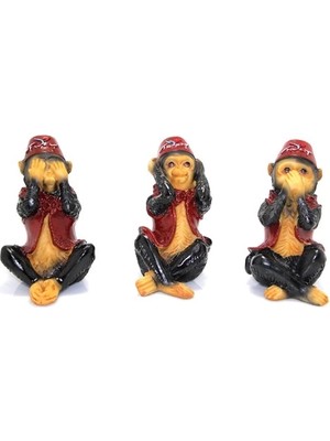 3'lü Polyester Maymun Seti