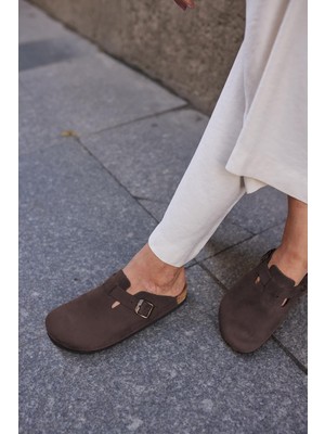 Oslo Hakiki Deri Mantar Taban Ortopedik Unisex Terlik