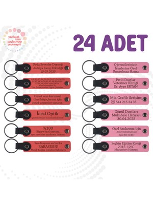 Nar Çiçeği & Pembe, 24’lü Set, Kişisel Deri Hediyelik, Şirket Yıl Dönümüne Anlamlı Hediye